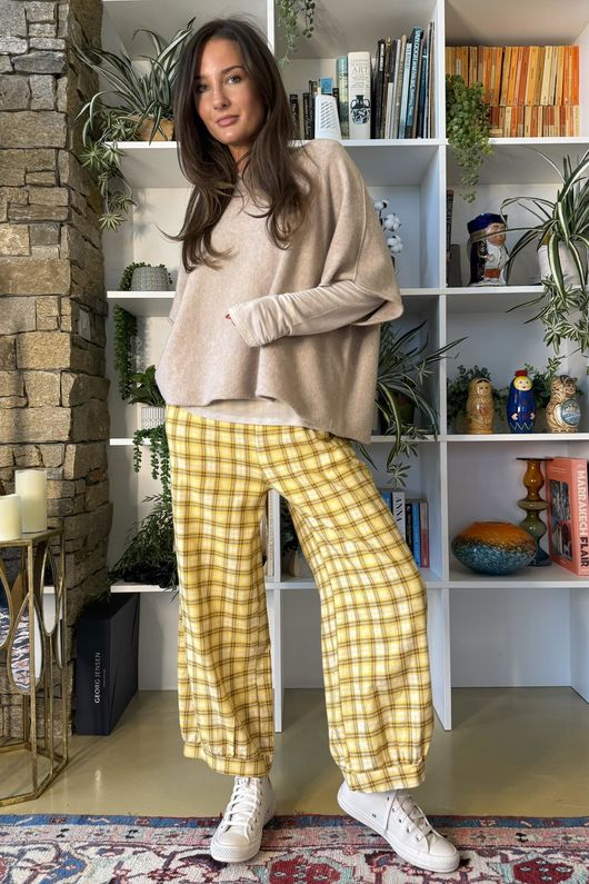Patrick Plaid Brushed Cotton Demi Bloom Pant Soft Ochre